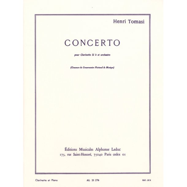 Henri Tomasi: Concerto (Clarinet & Piano)