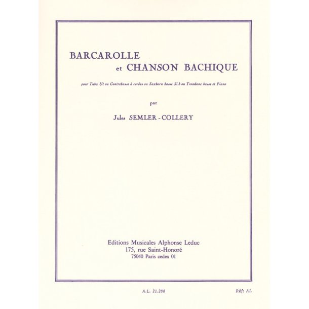 Jules Semler-Collery: Barcarolle Et Chanson Bacchique