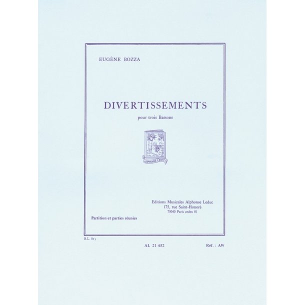 Eug&egrave;ne Bozza: Divertissements (Bassoons 3)
