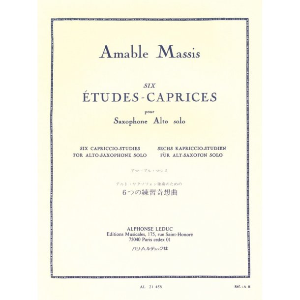 Etudes Caprices 6 Alto Sax Solo