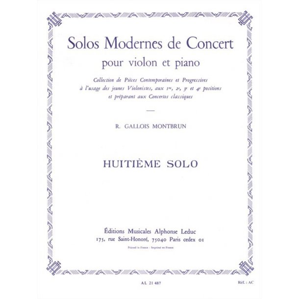 Raymond Gallois-Montbrun: Solos modernes de Concert No.8 (Violin & Piano)