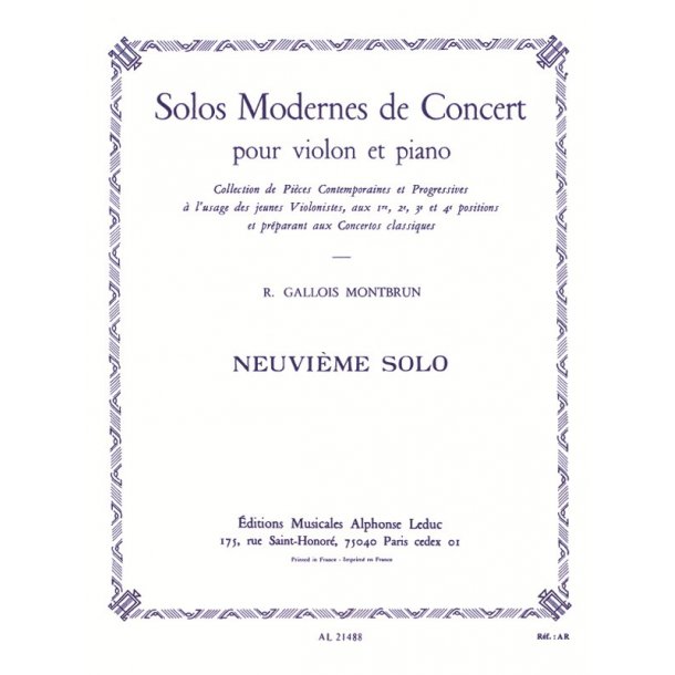 Raymond Gallois-Montbrun: Solos modernes de Concert No.9 (Violin & Piano)