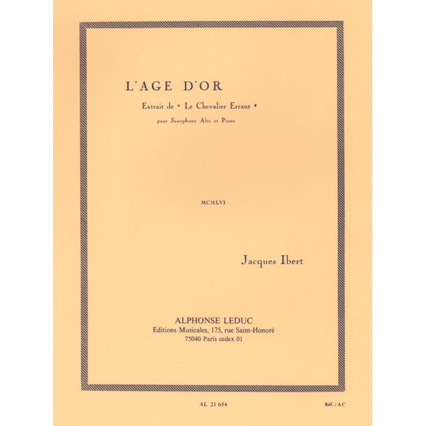 Jacques Ibert: L'Age d'Or (Saxophone-Alto & Piano)