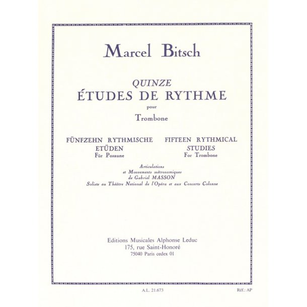 Marcel Bitsch: 15 Etudes de Rythme (Trombone solo)