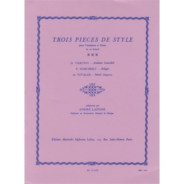 Various Composers: 3 Pi&egrave;ces de Style (Trombone & Piano)