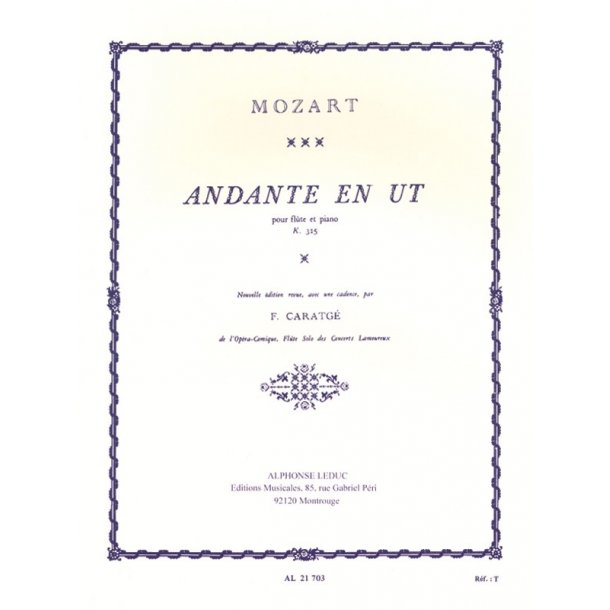 Wolfgang Amadeus Mozart: Andante KV315 in C major (Flute & Piano)