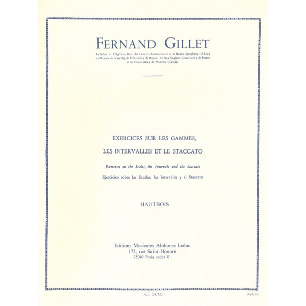 Ferdinand Gillet: Exercices sur les Gammes, les Intervalles et les Staccato (Oboe solo)