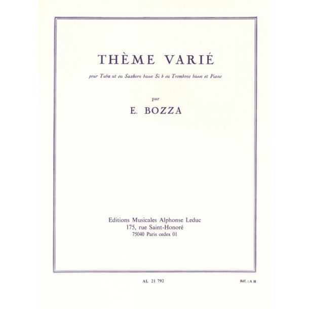 Eug&egrave;ne Bozza: Th&egrave;me Vari&eacute; (Bass Trombone and Piano)
