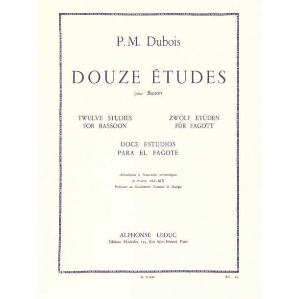 Pierre Max Dubois: 12 Etudes (Bassoon solo)