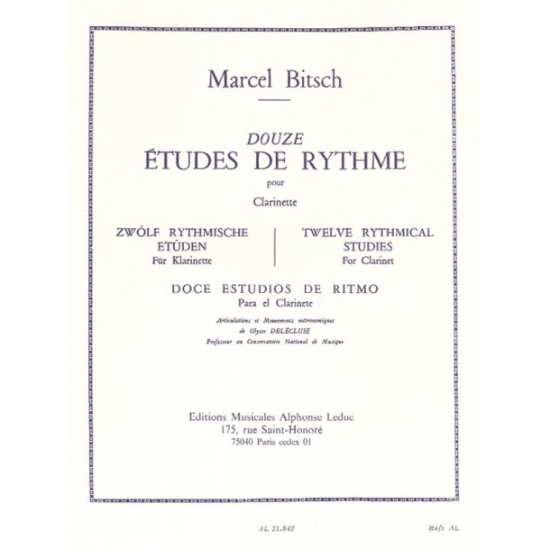 Marcel Bitsch: 12 Etudes de Rythme (Clarinet solo)