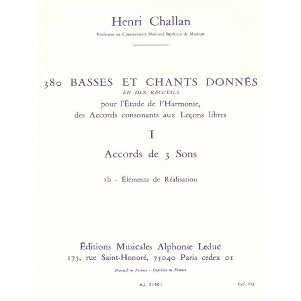 Henri Challan: 380 Figured Bass Exercises (1b)