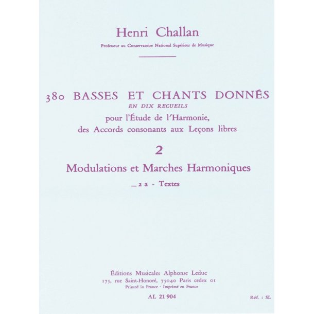 Challan 380 Basses Et Chants Donnes 2 Modulations Marches 2a Textes Bk