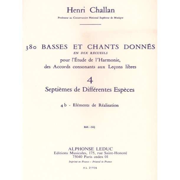 Challan 380 Basses Et Chants Donnes 4 Septiemes Diff Espece 4b Real Bk