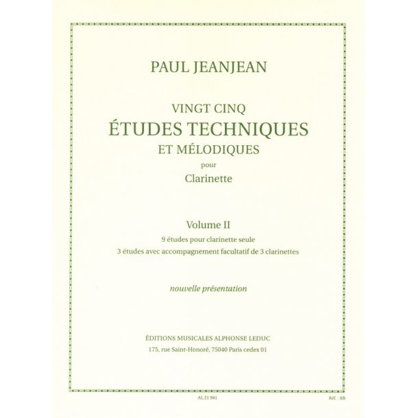 Paul Jeanjean: 25 Etudes techniques et m&eacute;lodiques Vol.2 (Clarinet solo)