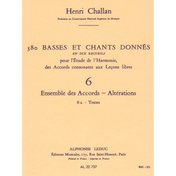 Challan 380 Basses Et Chants Donnes Vol 6 Ens Accords Alterations 6a