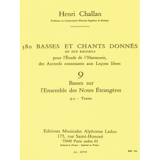 Henri Challan: 380 Figured Bass Exercises (9)