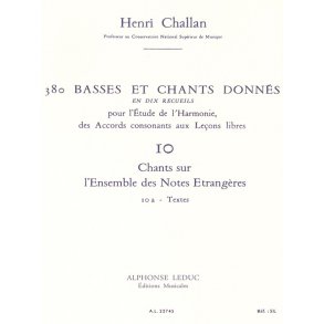 Challan 380 Basses Et Chants Donnes Vol 10 Chants Sur Notes 10a Voice
