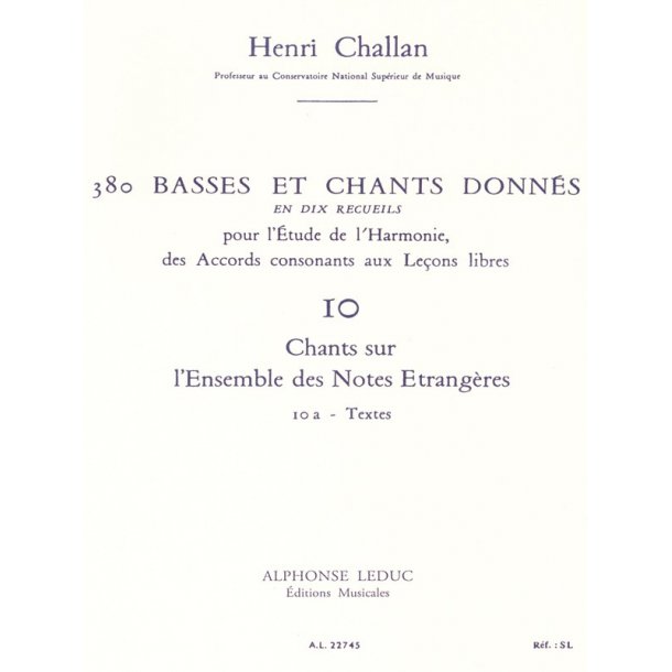 Challan 380 Basses Et Chants Donnes Vol 10 Chants Sur Notes 10a Voice