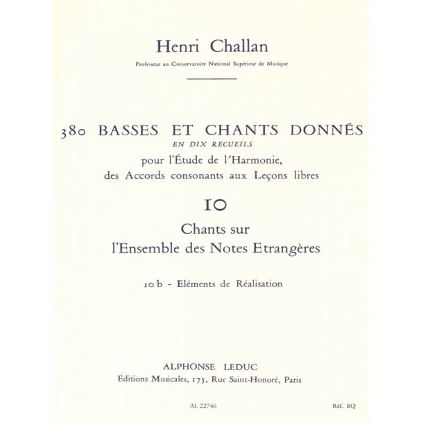 Challan 380 Basses Et Chants Donnes Vol 10 Chants Sur Notes 10b Voice