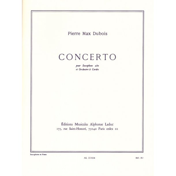 Pierre Max Dubois: Concerto No.1 (Saxophone-Alto & Piano)