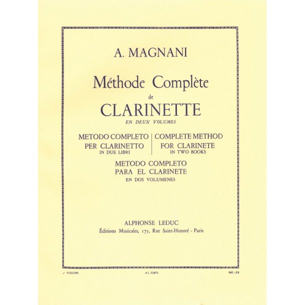 Aurelio Magnani: M&eacute;thode compl&egrave;te Vol.2 (Clarinet solo)