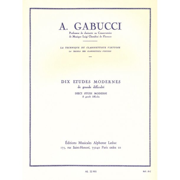 Agostino Gabucci: 10 Etudes modernes de grande Difficult&eacute; (Clarinet solo)