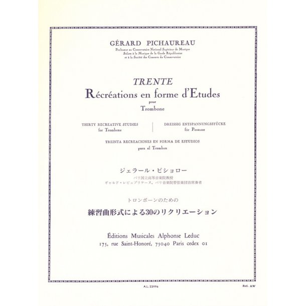 G&eacute;rard Pichaureau: 30 R&eacute;cr&eacute;ations en Forme d'Etudes (Trombone solo)