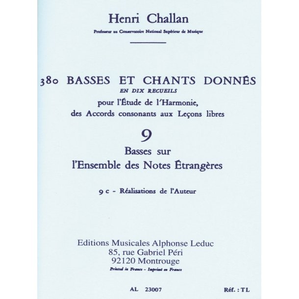 Henri Challan: 380 Figured Bass Exercises (9c)