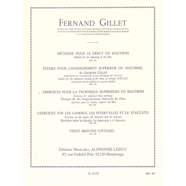 Ferdinand Gillet: Exercices pour la Technique sup&eacute;rieure (Oboe solo)