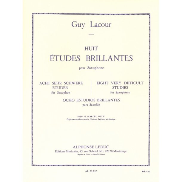 Guy Lacour: 8 Etudes brillantes (Saxophone solo)
