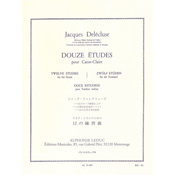 Jacques Del&eacute;cluse: Douze Etudes Pour Caisse Claire