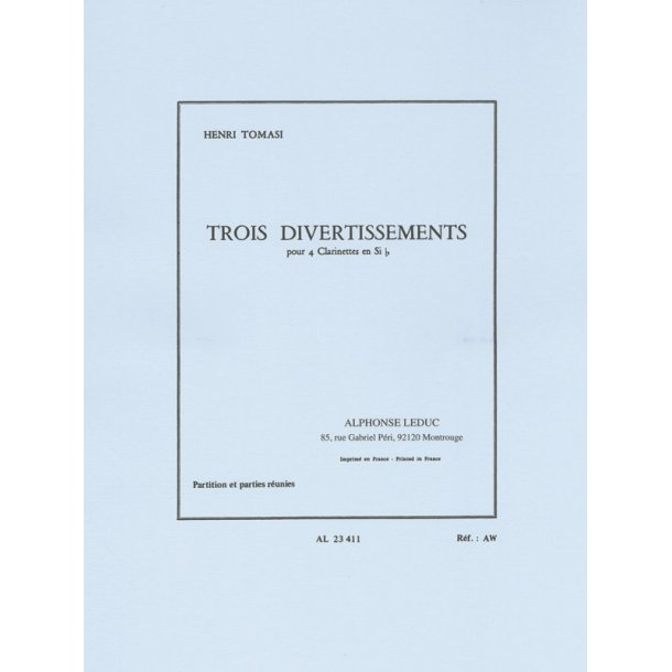 Henri Tomasi: 3 Divertissements (Clarinets 4)