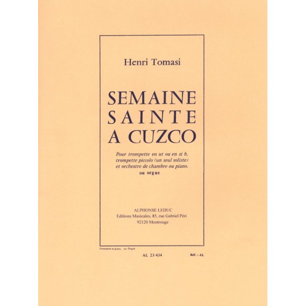 Henri Tomasi: Semaine sainte &agrave; Cuzco (Trumpet & Piano or Organ)