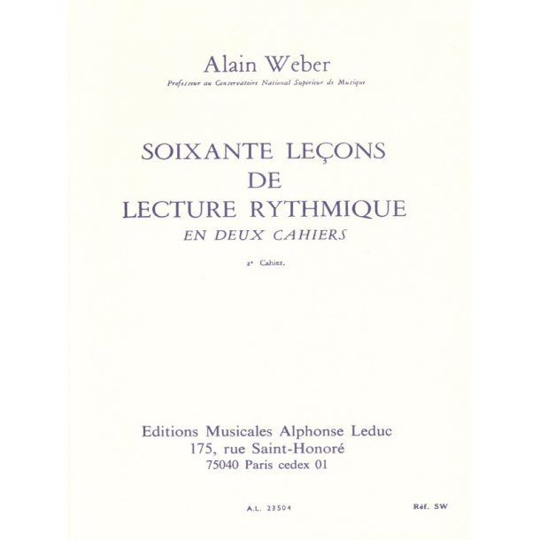 Alain Weber: 60 Le&ccedil;ons de Lecture rythmique Vol.2 (Book)