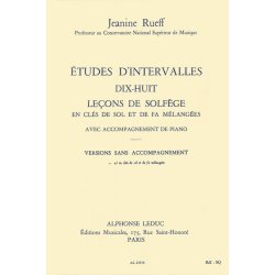 Rueff: &eacute;tudes d intervalles 18 lecons de solfege 2 cles version &agrave; sans acct
