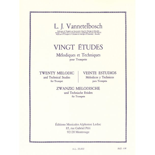 L.Julien Vannettelbosch: 20 Etudes m&eacute;lodiques et techniques (Trumpet solo)