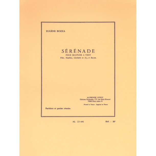 Eug&egrave;ne Bozza: S&eacute;r&eacute;nade (Quartet-Woodwind)