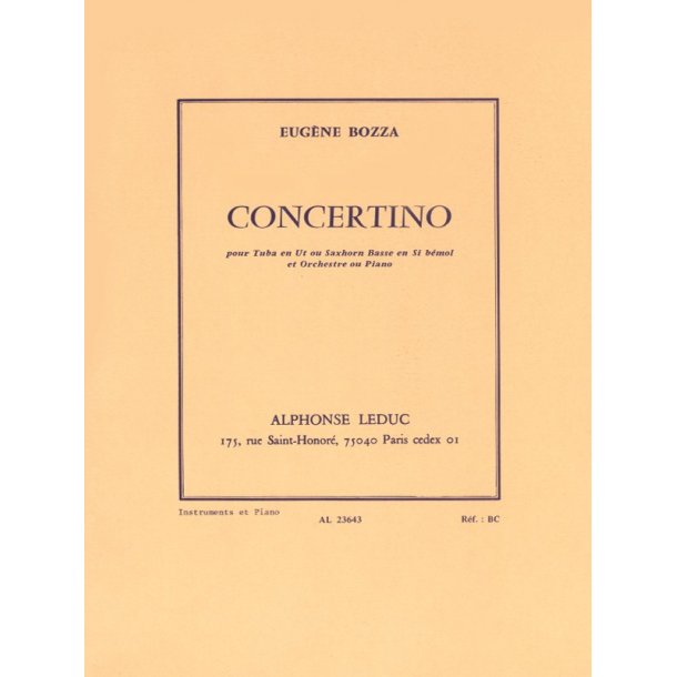Eug&egrave;ne Bozza: Concertino (C or B flat) (Tuba & Piano)