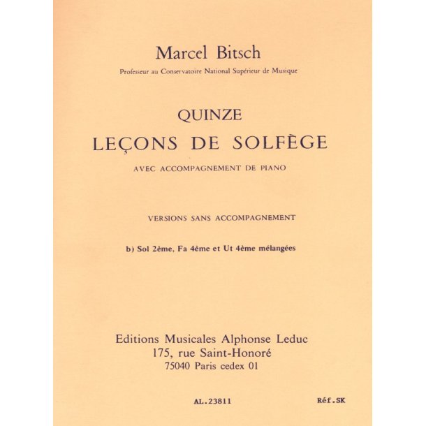 Bitsch 15 Lecons De Solfege 3 Cles Melangees Vers B Sns Accompagnement