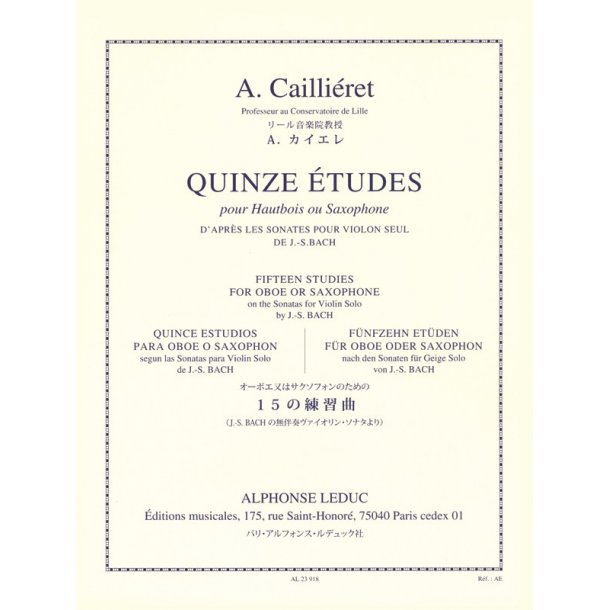 Andr&eacute; Cailli&eacute;ret: 15 Etudes (Oboe solo)