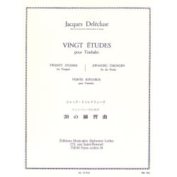 Jacques Del&eacute;cluse: 20 Etudes pour Timbales (Percussion solo)