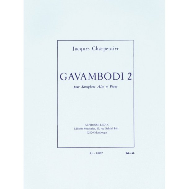 Jacques Charpentier: Gavambodi 2 (Saxophone-Alto & Piano)