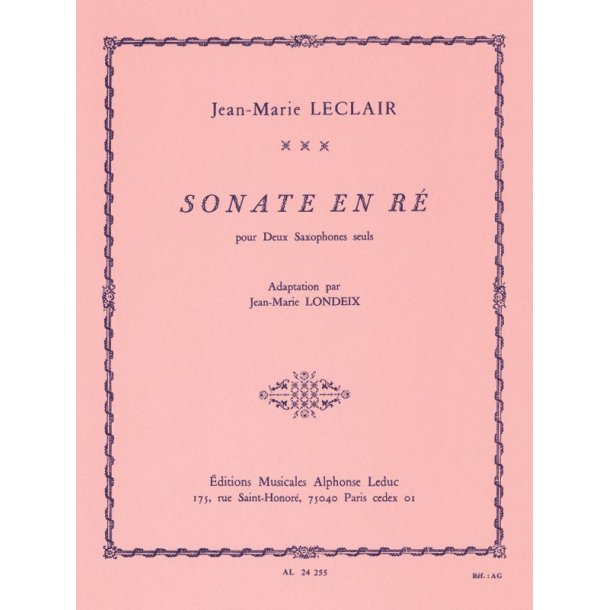 Jean-Marie Leclair: Sonate in D major (Saxophones 2)