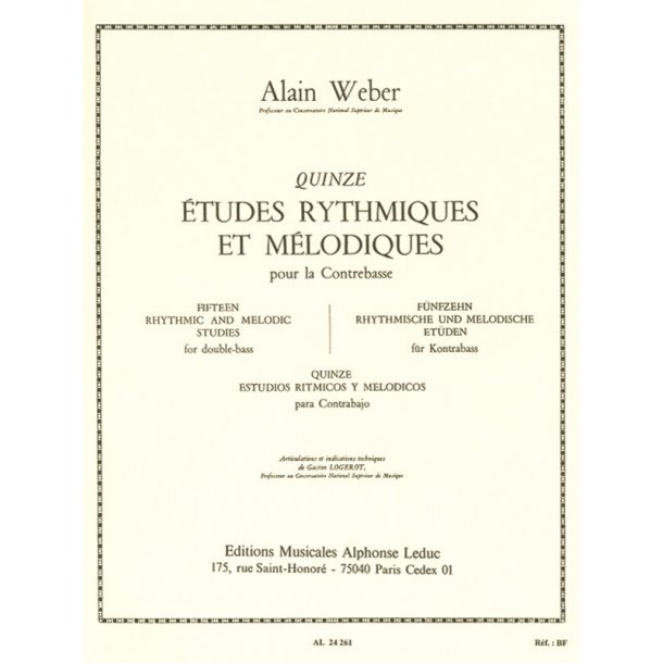 Alain Weber: 15 Etudes rythmiques et m&eacute;lodiques (Double Bass solo)