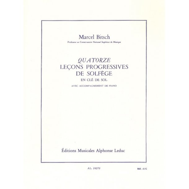 Bitsch 14 Lecons Progressives De Solfege Cle Sol Avec Accompagnement