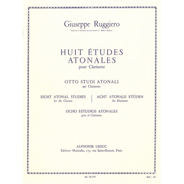 Giuseppe Ruggiero: 8 Etudes atonales (Clarinet solo)