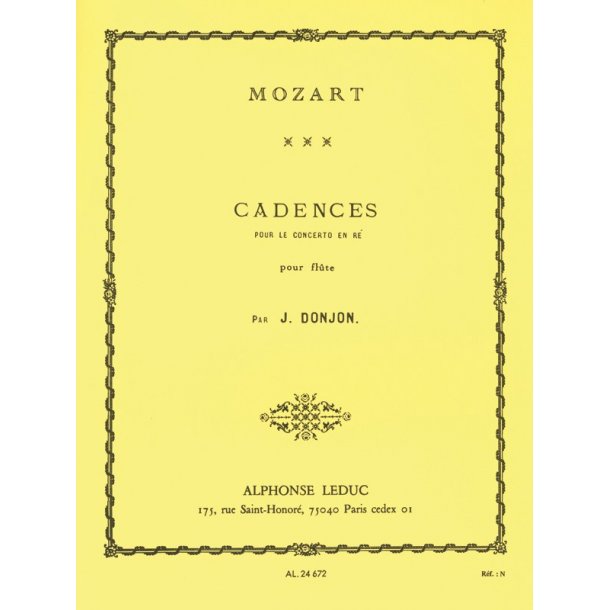 Wolfgang Amadeus Mozart: 3 Cadenzas by J.Donjon for Concerto KV314 (Flute solo)