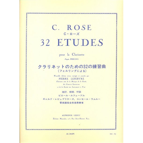 32 &eacute;tudes d'apr&egrave;s Ferling pour clarinette