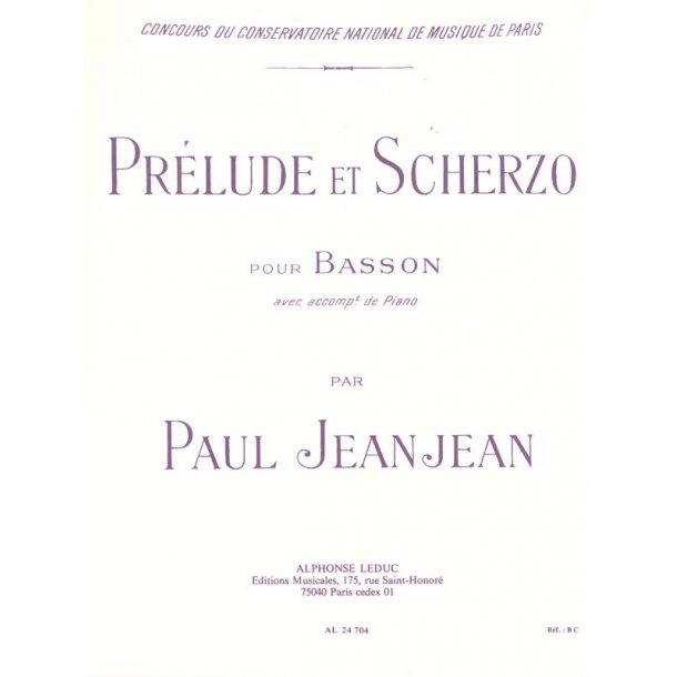 Paul Jeanjean: Pr&eacute;lude et Scherzo (Bassoon & Piano)