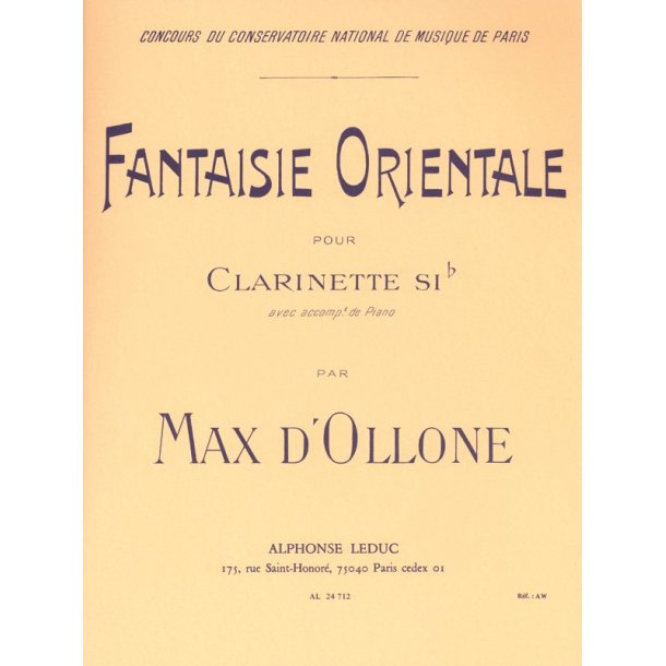 Max d' Ollone: Fantaisie orientale (Clarinet & Piano)